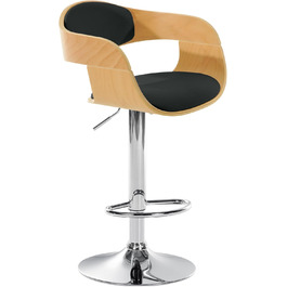 Kingston Adjustable Bar Stool with Faux Leather Seat - Natural/Black Finish