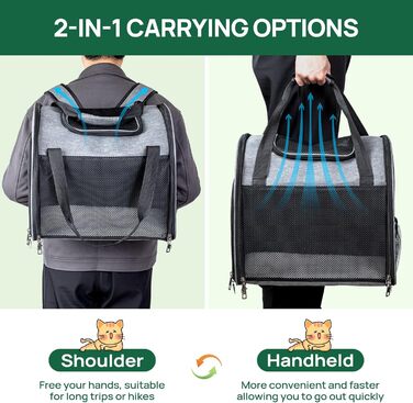 Транспортна сумка-рюкзак для котів та собак: вентильована, складна, для перевезення домашніх тварин