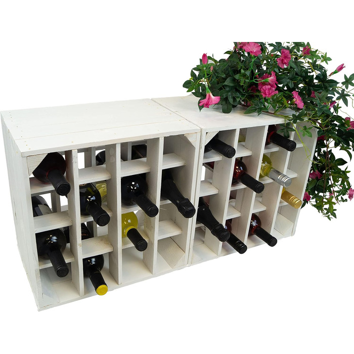Wine Rack 16 Bottle Size 40x40x27cm Shelf Box Bottle Storage Wine Rack Apple Box/Wine Box (3-Piece Set Wine Rack 16 Bottle White)