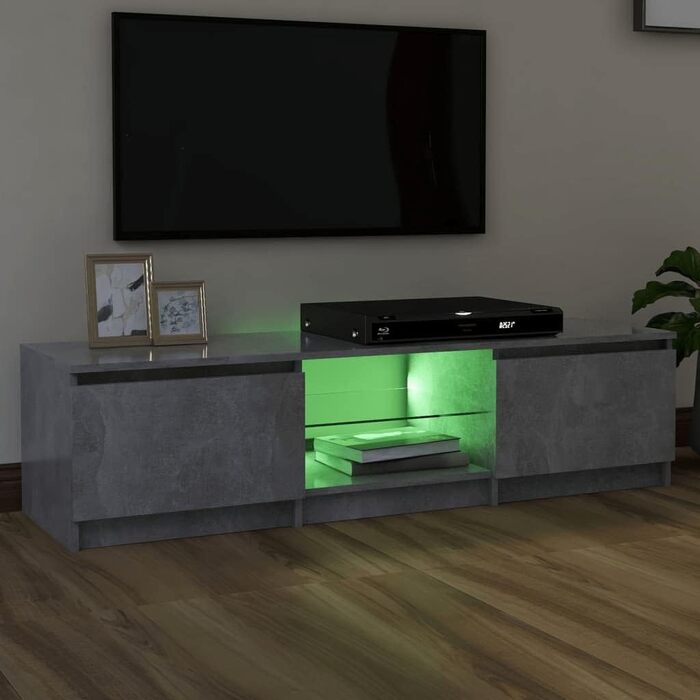 Тумба під телевізор vidaXL з LED підсвічуванням, бетонно-сіра, 140x40x35,5 см, ТВ стіл, комод, меблі для вітальні