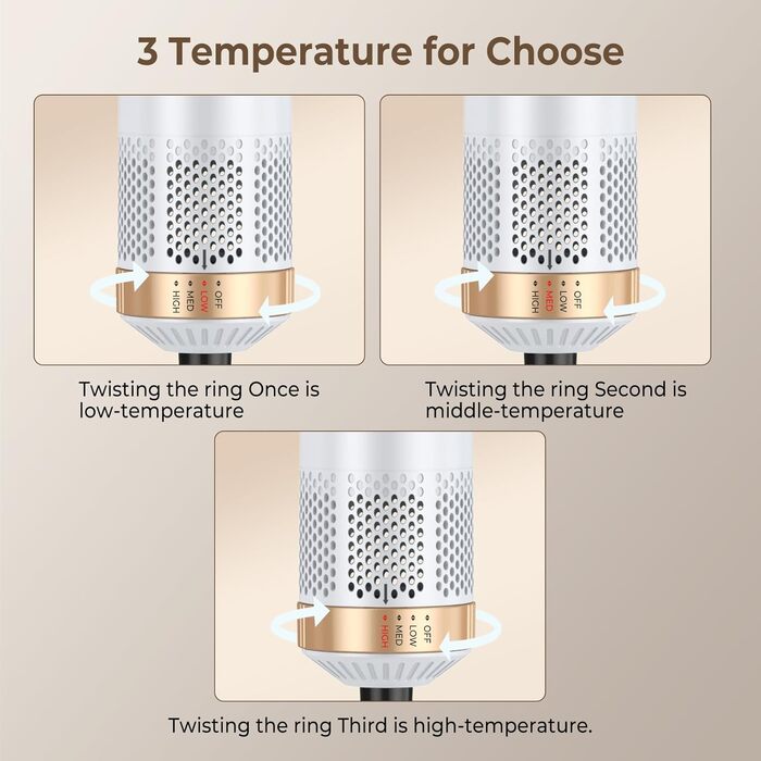 OKWRAP Hair Styler Set 5 в 1: Фен-щітка, плойка для локонів, об'єм, випрямлення. Білий сірий колір