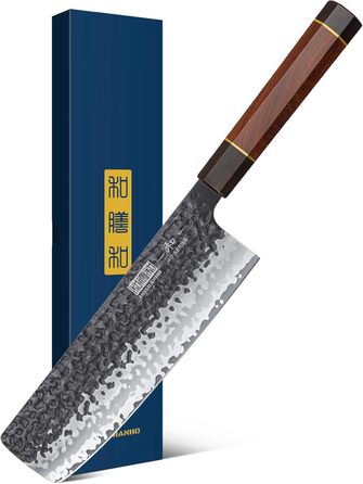 Японський ніж Nakiri для овочів, кухонний ніж з високовуглецевої сталі, професійний овочеріз із 18 см лезом та ергономічною ручкою