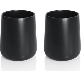 Toothbrush Holder, Matte Black, 2 Pieces, Ceramic Toothbrush Holder, Toothbrush and Toothpaste Organizer for Bathroom, Home Decoration, Countertop, Dresser