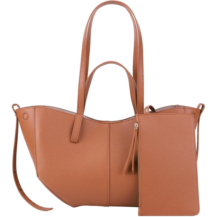 Жіноча сумка-шопер TIAASTAP з екошкіри, елегантна сумка на плече для університету, покупок, подорожей (Camelbraun Mini)