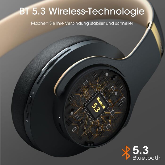 DOQAUS Bluetooth навушники Over-Ear з триманням заряду до 90 годин, 3 режими EQ, HiFi стерео, складні, з мікрофоном, м'які амбушури для подорожей/офісу/телефону/ПК/ноутбуків (Асфальтово-сірий)
