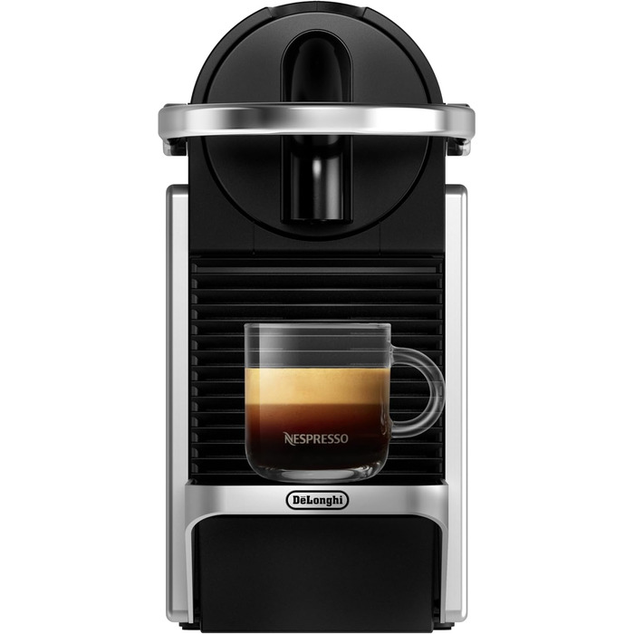 Кавова машина-капсульна Nespresso De'Longhi Pixie EN127.S, 19 бар, 1260 Вт, сріблясто-чорна, компактний дизайн, ECO-режим, дві програмовані кнопки