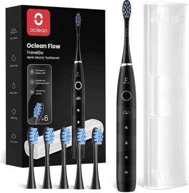 Oclean Find Duo Set: Електрична зубна щітка 2 шт. з 5 режимами, акумулятор 180 днів, IPX7, рожевий & блакитний (чорний, 6 шт.)