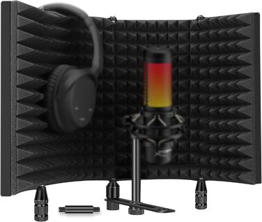Акустичний ізоляційний екран для мікрофона AOKEO AO-504, поп-фільтр та звукопоглинаючий щит (регульований)