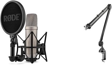 Мікрофон RØDE NT1-A з ниркоподібною характеристикою, комплект з паузозахистом, поп-фільтром та XLR-кабелем для запису вокалу, музики, стрімінгу та подкастингу (NT1 5th Gen Silver)