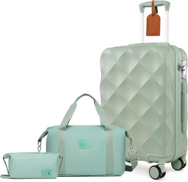 Набір валіз Sea Choice з жорстким корпусом (55/65/76 см) з TSA замком, 5 шт. (S, M, L, XL) + сумка та кульчатий мішечок, коліщата 4 шт., колір: мат-зелений