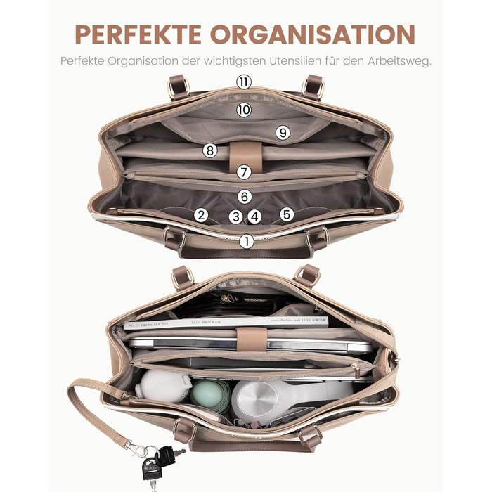 Сумка для ноутбука LOVEVOOK жіноча 17 дюймів: Акта, шопер, сумка для роботи, університету, школи, офісу, бежевий колір