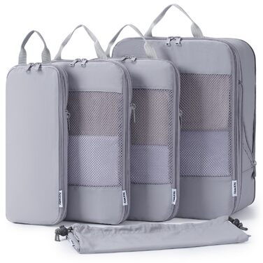 Narwey Набір з 5 органайзерів для валізи, компресійні кубики для подорожей, сірий