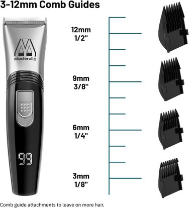 Машинка для стрижки шерсті собак Masterclip - тиха, професійна, бездротова, акумуляторна, для собак, котів та інших тварин (срібна)
