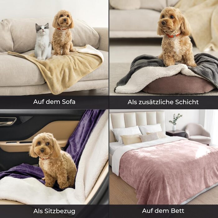 Водонепроникний коврик Dreamzie для собак 63x88 см - для дивана та ліжка, Sherpa Fleece, reversible, миючий, темно-сірий