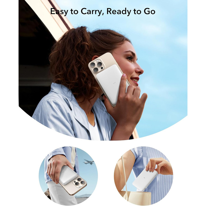 Power Bank ESR MagSafe 10000mAh, QI2, Бездротова Магнітна, 15W, USB-C, для iPhone/Pixel, Білий