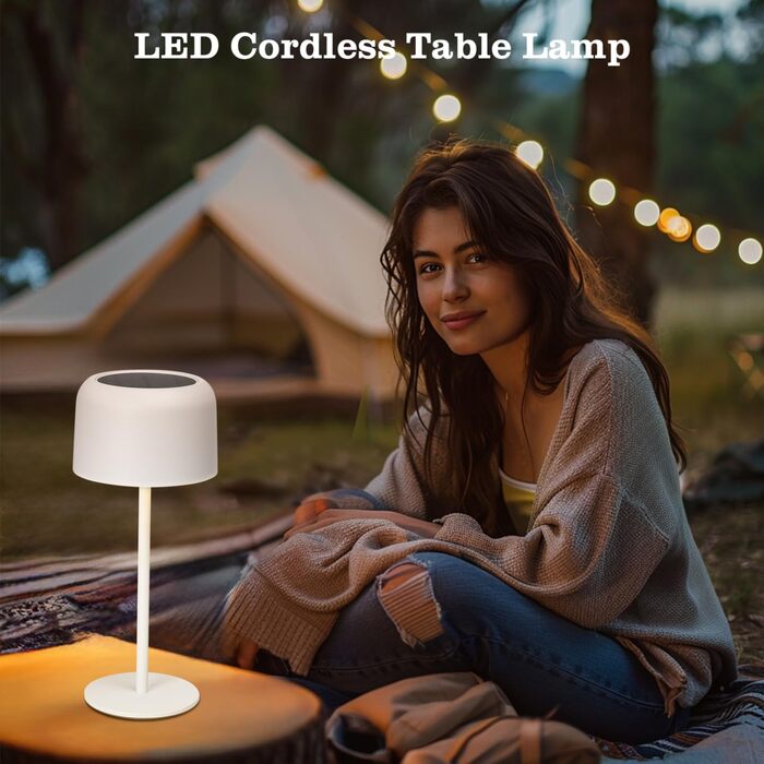 Світлодіодна настільна лампа Aigostar акумуляторна бездротова, димується сенсорним керуванням, 3 режими світла, водонепроникна IP54 для дому та саду (біла)