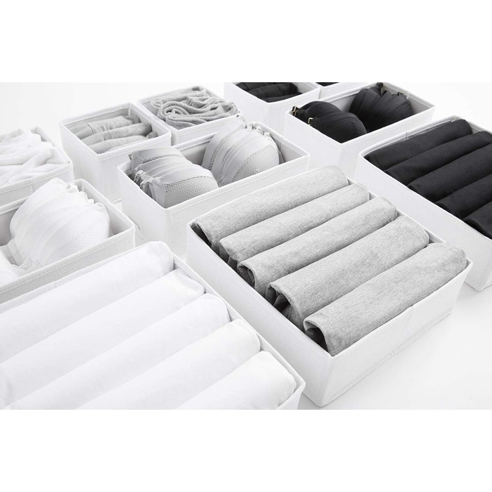 Large Drawer Organization System 12-Piece Set White Boxes Storage Organizer Drawer Cabinet Organizer Storage Box Closet Organizer