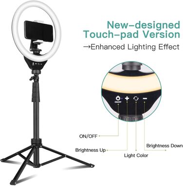 Ring Light UBeesize з штативом 10 дюймів: світло для селфі, відео та макіяжу з Bluetooth-пультом