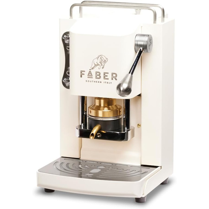 Кавова машина FABER Pro Mini Deluxe для ESE-подушечок 44 мм, хром, латунний прес, Pure White