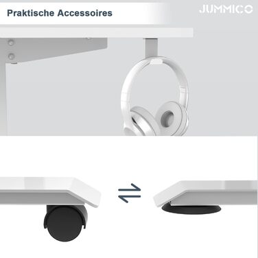 Електричний регульований стіл JUMMICO 140x70 см з бездротовою зарядкою, USB та євро-розеткою, сірої кольору – письмовий стіл для роботи стоячи та сидячи