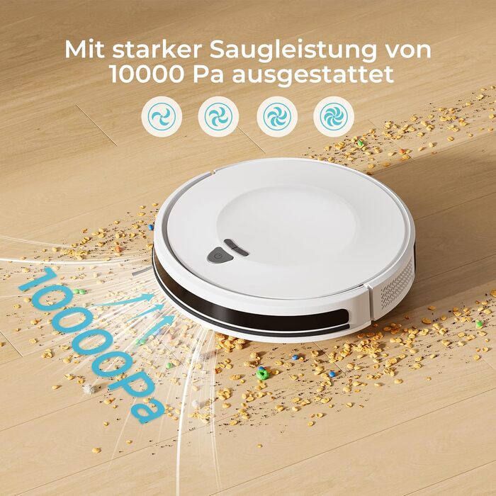 Робот-пилосос E2 з картографією, 10000 Па, 200 хв роботи, 660 мл, керування через додаток, голосовий помічник та пульт, для видалення шерсті та пилу