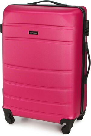 Набір валіз WITTCHEN Globe Line: 4 валізи, жорсткий корпус ABS, телескопічна ручка, кодовий замок, 4 колеса. Підходить для Lufthansa, Eurowings, Ryanair, Condor, Discover Airlines (Рожевий)