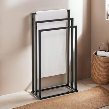 Тримач для рушників KUNO, чорний - підлоговий, металевий, з 3 стійками