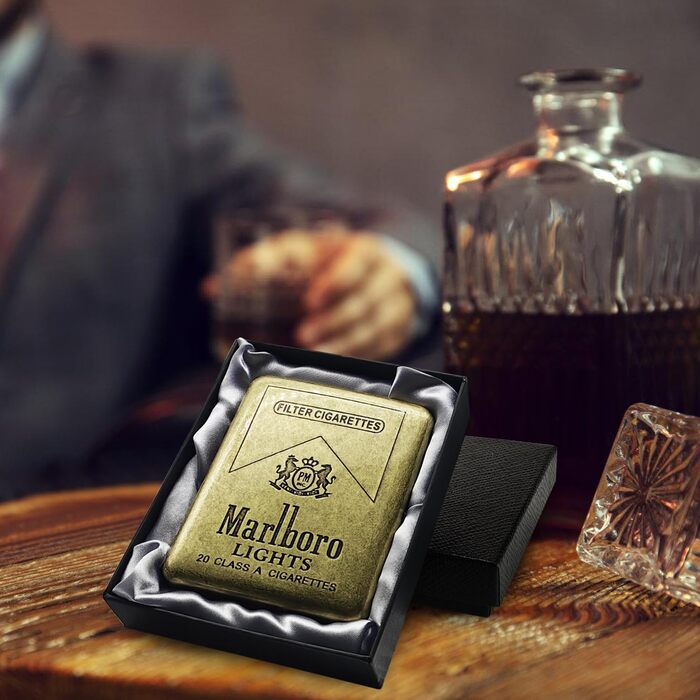 Металеве етажерка для сигарет на 20 штук, сімейний дизайн, нержавіюча сталь, підходить для чоловіків та жінок, 2 шт. (1 шт. Marlboro)