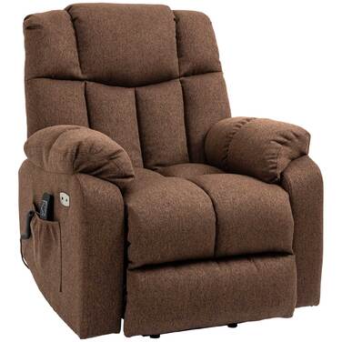 HOMCOM Electric TV Recliner with Lift Assist, Recliner with Remote Control, Power Cord, 58W, Brown, Steel, Polyester, 92 x 95 x 107 cm | Aosom