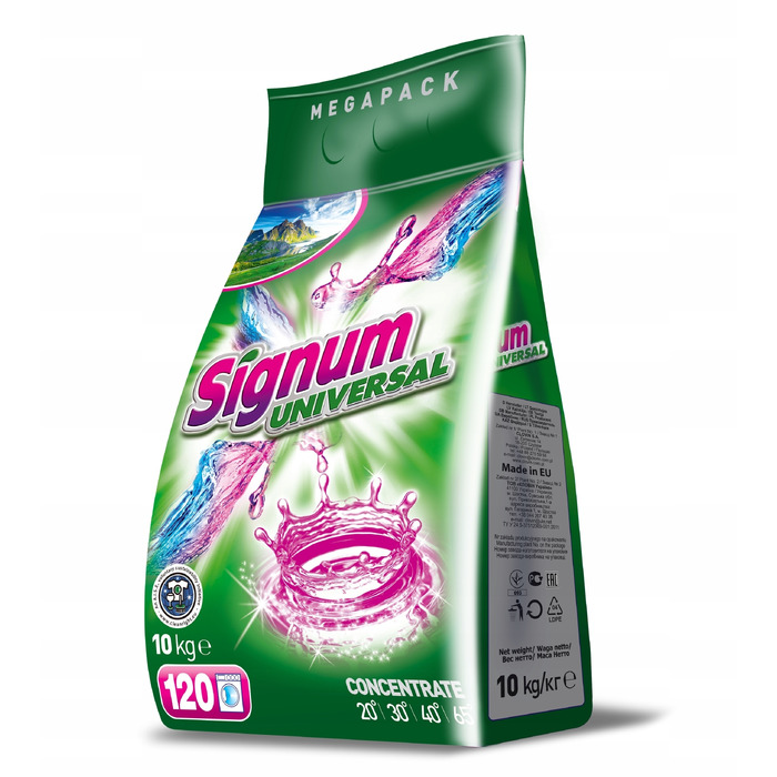Пральний порошок Signum UNIVERSAL / Білий Clovin, 10 кг, 120 прань, 2в1