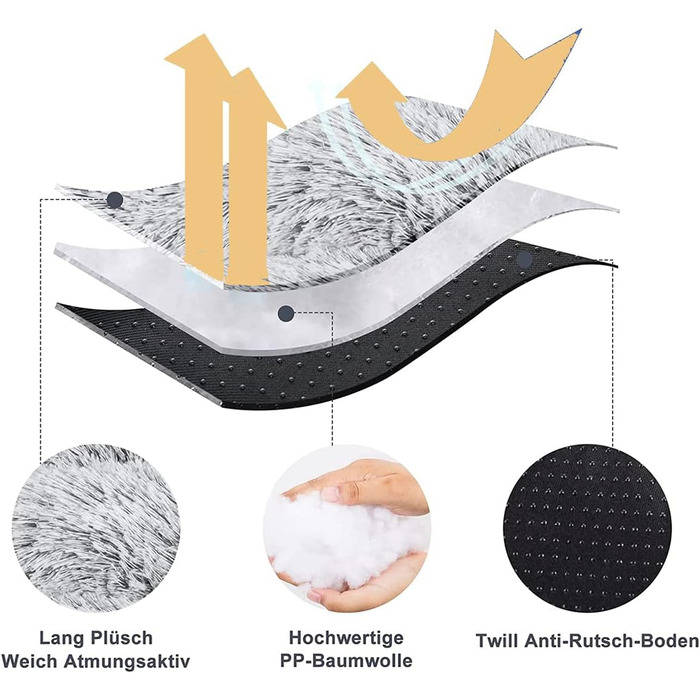 М'яке ліжко для собак SOAI, плюшеве килим для собак, корзина для собак, м'яке покриття, для середніх собак і котів (65x48 см) Бежеве