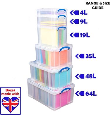 Really Useful Box 2-Pack, 64 Liter, for organizing and storage, 710 x 440 x 310 mm, transparent