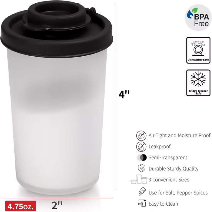 SIGNORAWARE Salt and Pepper Shakers, Moisture-Resistant, Set of 2 Large Salt Shakers, for On-the-Go, Camping, Picnic, Outdoor, Kitchen, Lunchboxes, Travel, Spice Set, Transparent