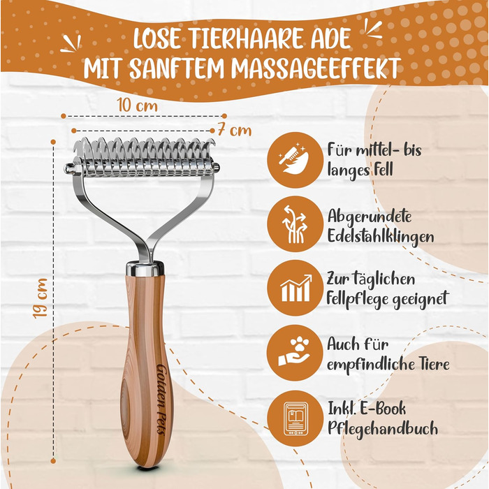 Щітка для підшерстка собак та котів, бамбукова, M-L | TESTURTEIL SEHR GUT