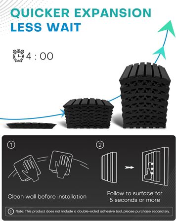 Акустичний поролон для звукоізоляції, панелі шумопоглинаючі 30x30x5 см, 24 шт, для студії звукозапису, чорний та сірий (Upgraded Curved)