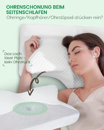 Подушка для шиї та плечей 2 в 1 з ефектом пам'яті Memory Foam, біла (70x40x8.5/14 см)