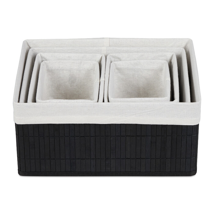 Relaxdays Bamboo Storage Baskets - 6 Piece Set