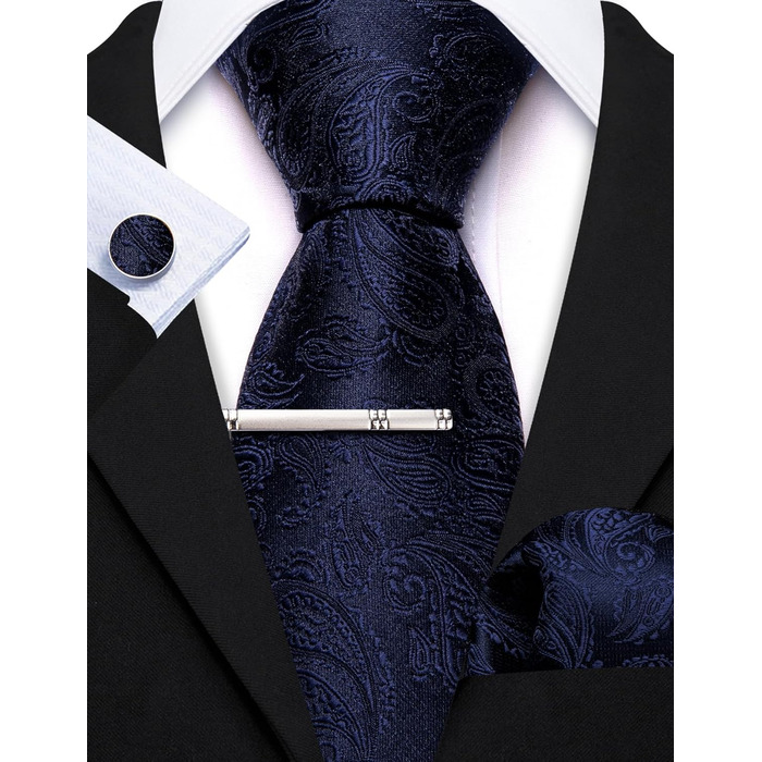 Набір краваток Barry.Wang: шовкова краватка з квітковим візерунком Paisley, нагрудна хустинка, запонки та краваткова застібка. Червоно-білий, для свят та вечірок.