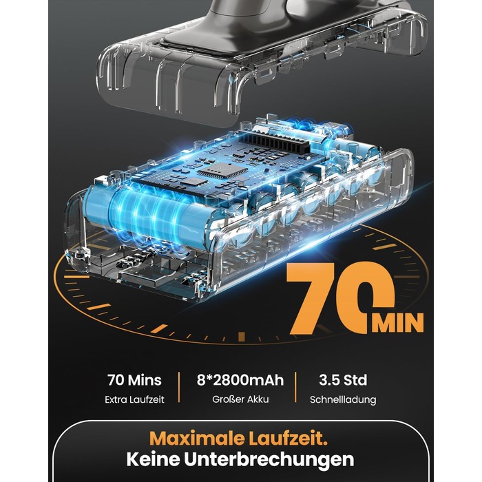 Акумуляторний пилосос SICBCGB 48000Pa/550W/70 хвилин, 2.0L з HD-дисплеєм, антизаплутана щітка, док-станція, самостійна підставка, 11-шарова фільтрація для шерсті тварин та авто, золотий колір