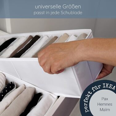 ROW&LINE® – Organizer Set – 11 extra tall compartments for underwear, bras & clothing – Organization system for changing tables – durable & washable for any closet & drawer – white – Size: 4x S