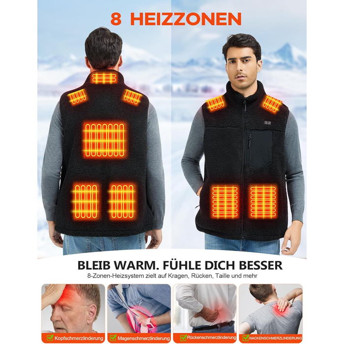 Електрична гріюча жилетка для чоловіків з Powerbank 18400mAh, флісова жилетка, тепла жилетка для зими, чорна L