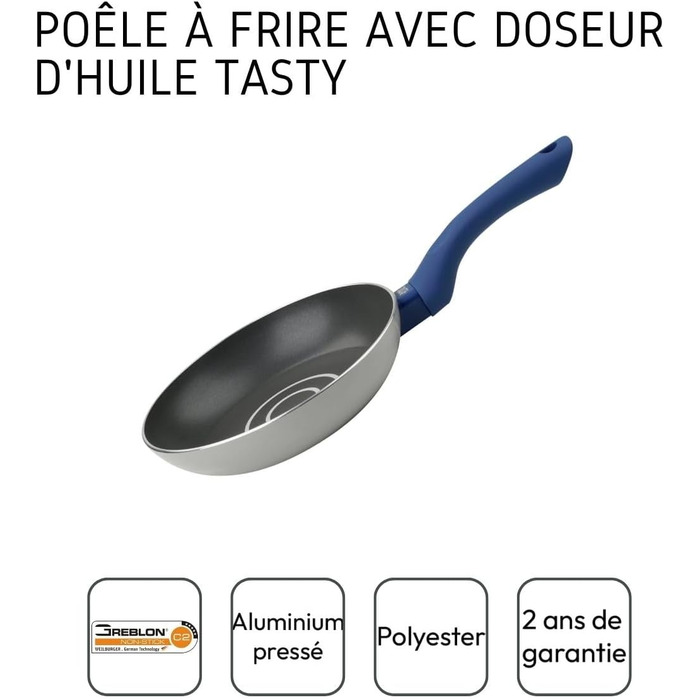 Каструля з антипригарним покриттям Tasty з кришкою з термостійкого скла та дозатором олії, 20 см, 3500 мл – пресоване алюміній, для всіх типів плит (вкл. індукційні), придатна для миття в посудомийній машині