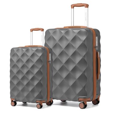 Набір валіз для подорожей British Traveller, 2 предмети, жорсткий корпус, замок TSA (Сірий, 34Л + 57Л)