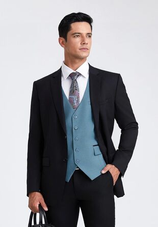 Жіночий елегантний костюмний жилет HISDERN для весілля, класичний однотонний, діловий, смокінг з кишенями (сталево-блакитний, XXL)