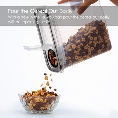 Набір контейнерів Vtopmart 4L: 4 герметичні контейнери для зберігання продуктів, з кришкою, для мюслі та кукурудзяних пластівців, BPA-free, з ручкою та етикеткою