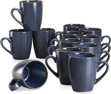Coffee Mugs, Stoneware, Vancasso BUBBLE 12-Piece Mug Set, 380ml Coffee Cups with Handle