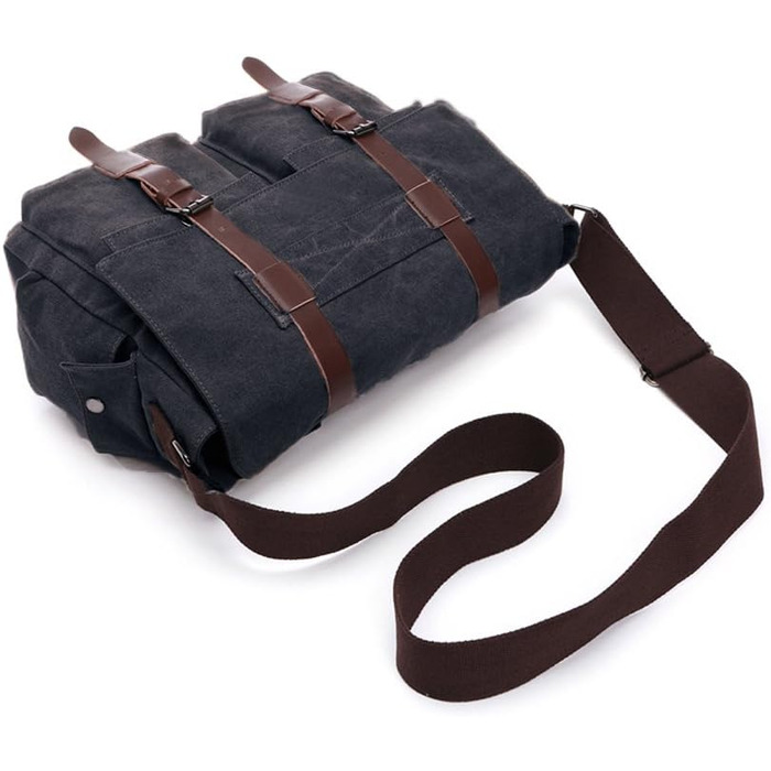 Чоловіча сумка через плече LOSMILE 16 дюймів, канвас, для ноутбука, месенджер для роботи та навчання, чорна