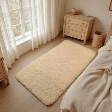 Килим Treeboy Hochflor, сірий, 80x160 см, для вітальні та спальні, антиковзаючий, м'який, плюшевий, машинного виробництва