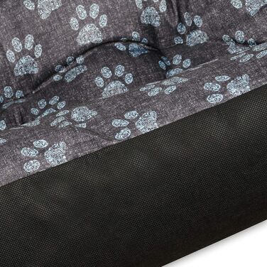 Крісло-лежанка для собак SuperKissen24: лежанка-кошик, лежанка-софа, лежанка для собак великих, середніх та маленьких порід. Лежанка для тварин, розмір L, чорно-сірий колір, з подушками з льону 95x75 см. Можна прати.