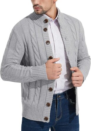 Чоловічий в'язаний кардиган NITAGUT: стильний та теплий на зиму. Довгі рукави, в'язаний пуловер, XXL, сірий колір